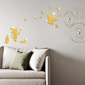Golden acrylic mirror Halloween wall stickers featuring witch, moon, and stars set - Gold