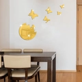 Pegatinas de pared espejo 3D mariposa dorada de acrílico para decoración del hogar - Dorado