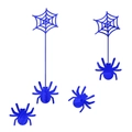 Set aus hellblauen Halloween 3D Spiegel Spinnen und Spinnennetz Wandstickern für Deko - Blau