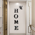 Pegatina de pared espejo acrílico 3D con letras HOME y mariposa decorativa - Negro (JM1237)
