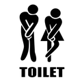 Humorvoller schwarzer Toiletten-Wandtattoo mit übertriebenen männlichen und weiblichen Figuren - Lustiger Figurenstil (MT027)