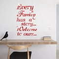 Vinilo decorativo 3D de acrílico rojo con frase familiar para decoración de salones - Rojo