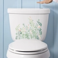 Adesivi per coperchio WC con fiori botanici e foglie di piante in stile acquerello - Botanico Floreale Acquerello (PH-QT-1024)