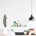 Sticker mural lapin mignon voiture bleue pour chambre d'enfant et meubles décor - Style Lapin Conduisant Voiture (PH-QT-1014)