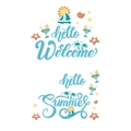 Pegatinas de pared decorativas con temática de playa y frases Hello Summer para el hogar - Tema de Verano (HP-QT-1013)