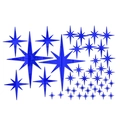 Dettaglio di un set di adesivi murali a specchio in acrilico blu a forma di stella lucida - Blu (JM3341)