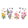 Aquarell-Wandtattoo-Set mit Lilien, Lavendel, Kolibris und bunten Schmetterlingen für Deko - Blumen Vögel Mix