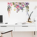 Pegatinas de pared con flores y mariposas acuarela para decoración del hogar salón - Patrón de Flores y Mariposas (PH-QT1035)