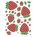 Pegatinas de pared de fresas con frutas rojas y hojas verdes sobre fondo blanco - Rojo/Verde (Fresa)