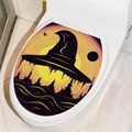 Halloween toilet lid sticker with yellow moon and witch hat silhouette bathroom decor - Halloween Wizard Hat (MT-WS1-2)