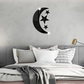 Modern black mirror acrylic star and moon wall stickers set for bedroom decor - Black