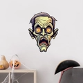 Dettaglio adesivo da parete zombie verde con zucca e ragnatela per Halloween - Stile Espressione Minacciosa (PH-WS1099)