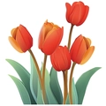 Pegatina impermeable para inodoro con ilustraciones de tulipanes rojos y naranjas - Ph-qt1048