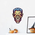 Adesivo murale zombie di Halloween con zucca e candele in una scena festiva - Stile Acconciatura Viola (PH-WS1100)