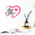 Rosa herzförmiger Wandaufkleber mit I love you Text für gemütliche Inneneinrichtung - Rosa Stil (PH-AX-1005)