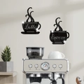 Adesivi murali 3D a specchio in acrilico con scritte Latte ed Espresso per cucina - Nero