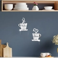 3D mirror acrylic wall stickers featuring Mocha and Java coffee cups for kitchen decor - Silver