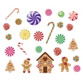 Pegatinas de Navidad con casa de jengibre bastones de caramelo y piruletas coloridas - Tema de Dulces de Navidad y Jengibre (PH-SD1081)