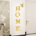 Golden acrylic 3D mirror HOME letter wall stickers with butterfly decor for home entrance - Gold (JM3343)