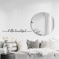 Stickers muraux Hello Beautiful en acrylique noir avec miroir rond au-dessus du canapé - Noir