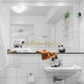 Sticker mural miroir 3D doré Hello Beautiful avec écriture élégante pour chambre - Doré
