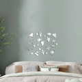 Moderne Acryl Spiegelwandaufkleber mit Meeresmotiven wie Fischen und Pflanzen für Schlafzimmer - Silber
