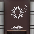 Acryl Spiegel Wandtattoo mit Sonnenstrahl Herzen und Schmetterlingen für Wohnzimmer - Silber (JM3239-Silber)
