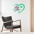 Mint green heart frame and I love you wall sticker decor for bedroom or living room - Mint Green Style (PH-AX-1009)