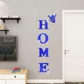 Blue mirrored 3D acrylic HOME wall stickers with decorative butterfly for home decor - Blue (JM3343)