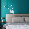 Spiegel-Wandtattoo aus Acryl mit Katzen, Herzen und Mond für die romantische Schlafzimmer-Deko - Silber