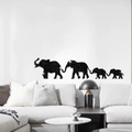 Adesivi murali famiglia di elefanti in specchio acrilico 3D per decoro casa e salotto - Nero