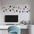 Moderne schwarze Acryl Wandtattoo Ozean-Thema mit Fischen und Meereselementen Deko - Schwarz