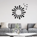Moderne schwarze Acryl-Wandaufkleber mit Sonnenstrahl-Spiegel und 3D-Deko-Elementen - Schwarz (JM3239-Schwarz)