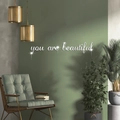 Adesivo murale specchio 3D in acrilico argento con scritta You Are Beautiful decorativo - Argento