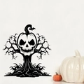 Halloween black pumpkin and dead tree silhouette wall sticker for home window decor - Ph-ws1097