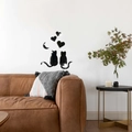 Moderne Acryl Katzen Spiegel Wandsticker Set mit Mond und Herz Silhouetten für Heimdeko - Schwarz