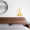 Goldene Acryl Katzen- und Mond-Spiegelwandaufkleber für moderne Schlafzimmerdeko - Gold