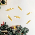 6-teiliges Set goldene Acryl-Federspiegel-Wandaufkleber mit reflektierendem 3D-Effekt - Gold