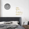 Modern gold acrylic mirror wall sticker featuring this is my happy place quote for bedroom - Gold