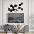 Adesivi murali a specchio esagonali in acrilico nero per decorazioni domestiche moderne fai-da-te - Nero
