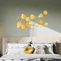 Adesivi murali a specchio esagonali dorati in acrilico per decorazioni casa DIY - Oro