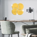 Modern set of 4 semi-circle gold mirror wall stickers in a symmetrical pinwheel pattern - Gold