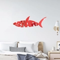 Sticker mural requin en acrylique rouge moderne avec texte SHARK pour chambre - Rouge