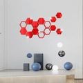 Adesivi murali a specchio esagonali rossi in acrilico con design moderno fai-da-te - Rosso