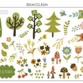 Pegatinas de pared luminosas tema bosque con árboles y setas ancho 30cm - Brillo Verde (HP-YG026)