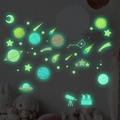Stickers muraux espace lumineux avec étoiles et planètes phosphorescentes pour chambre enfant - Vert Fluorescent