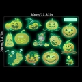 Φωσφοριζέ αυτοκόλλητα τοίχου Halloween με κολοκύθες και μάγισσες από λαμπερό υλικό PVC - Πράσινη Λάμψη (HP-YG042)