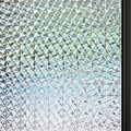 Close-up of 3D floral frosted privacy window film with decorative rainbow laser effect - 45cm*1m (1 Roll) / Diamond