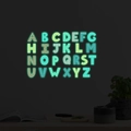 Adesivi murali con 26 lettere inglesi luminescenti e motivi geometrici decorativi - Verde