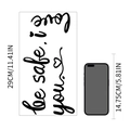 Black 'be safe, i love you' wall sticker quote with heart decor and size scale - PH-QT1107